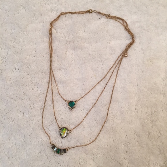 2/$25💋 Triple Emerald Green Rhinestone Necklace - Picture 3 of 5